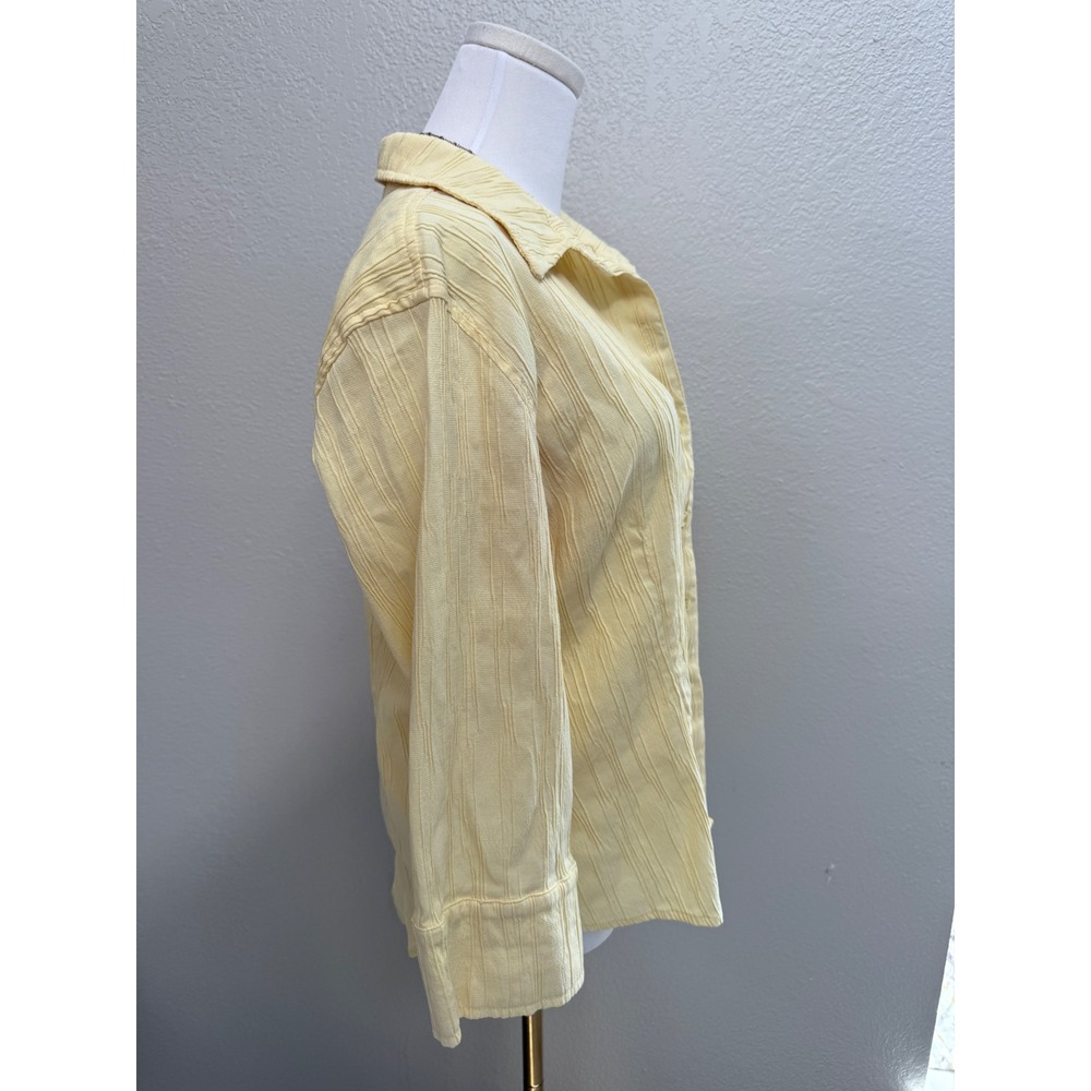 Christopher & Banks Textured Crinkle Button Up Blouse Yellow Size Large - Picture 2 of 6